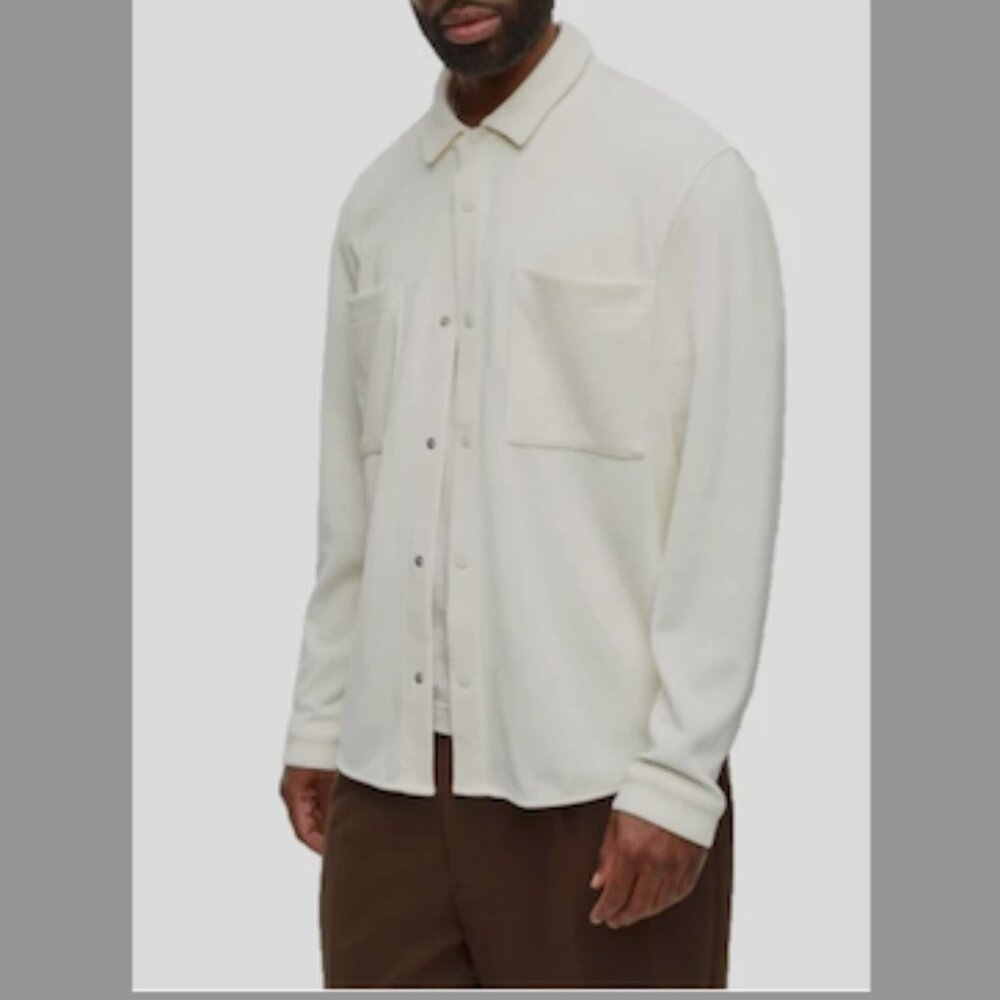 Mode of One Men's Long Sleeve Knit Snap Front Shirt Vanilla Size  XL